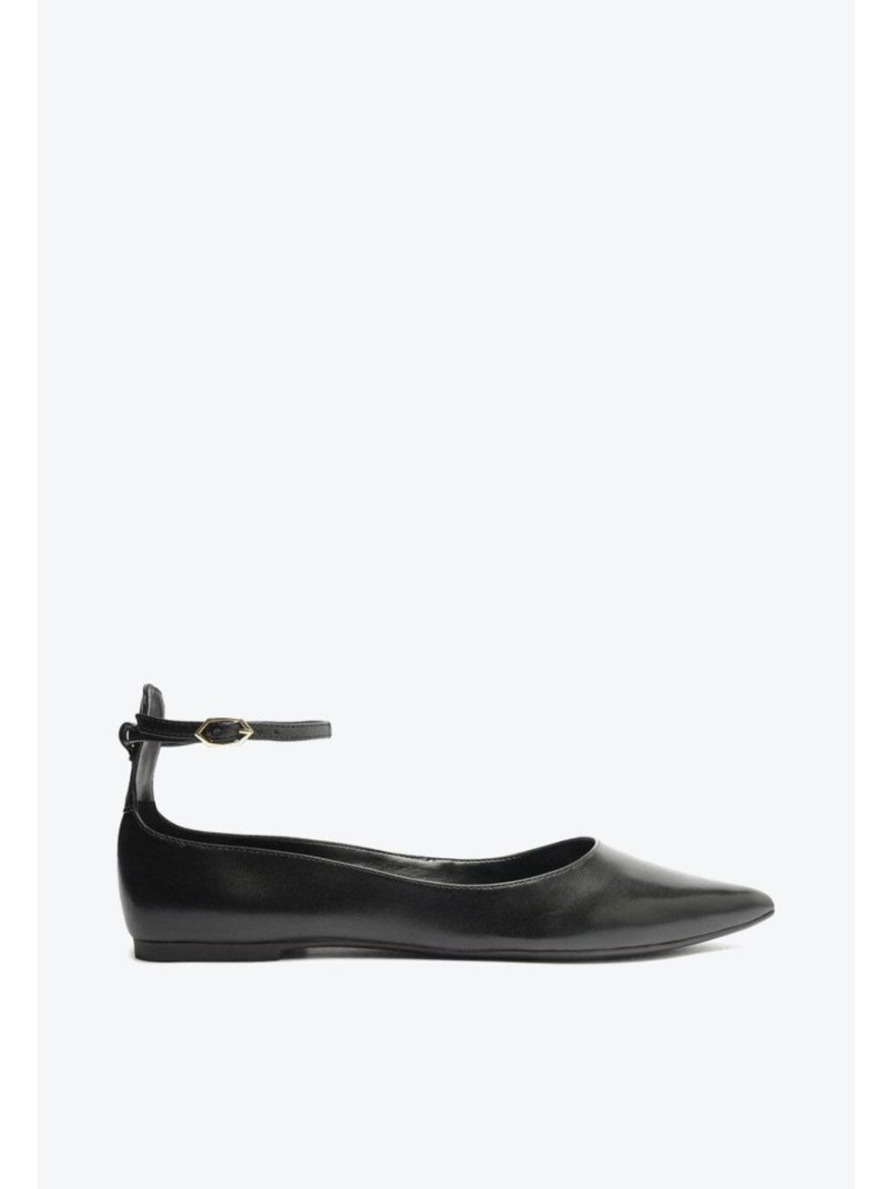 Arezzo Womens Madison Ballet Pointy-Toe Ankle Strap Flats Black Size 8M Defected